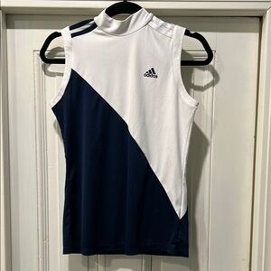 Adidas White and Navy Sleeveless Top